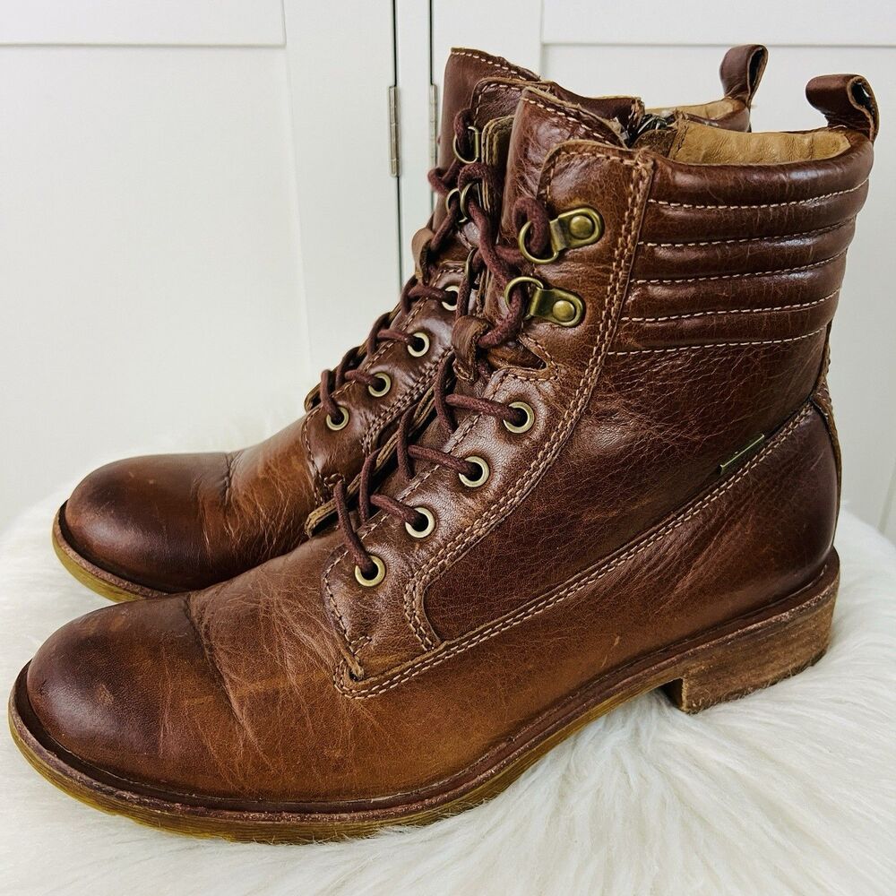 Sofft Chestnut Leather Lace-Up Booties